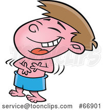 Cartoon White Boy Tickled Pink and Laughing by Toonaday