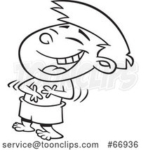 Cartoon Outline Boy Tickled Pink and Laughing by Toonaday