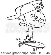 Cartoon Outline Boy Skateboarding by Toonaday