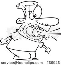 Cartoon Outline Angry Guy Yelling and Foaming at the Mouth by Toonaday