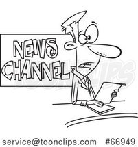 Cartoon Outline News Anchor at Work by Toonaday