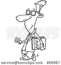 Cartoon Outline Guy Carrying a Political Science Book by Toonaday