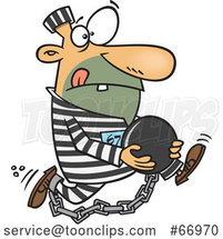 Cartoon White Robber Holding His Ball and Escaping by Toonaday