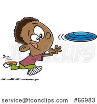 Cartoon Black Boy Chasing a Frisbee by Toonaday