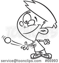 Cartoon Lineart Boy Tossing a Ball by Toonaday