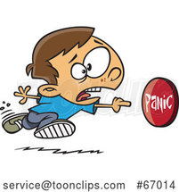 Cartoon White Boy Rushing to Push a Panic Button by Toonaday