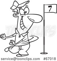 Cartoon Lineart Guy Doing a Happy Golf Dance by Toonaday