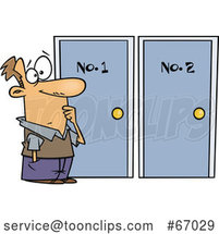 Cartoon White Guy Choosing Between Doors by Toonaday