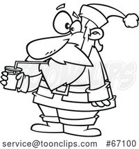 Cartoon Outline Santa Drinking a Smoothie by Toonaday