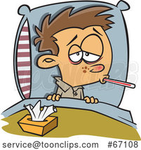 Cartoon White Boy Sick with the Flu by Toonaday