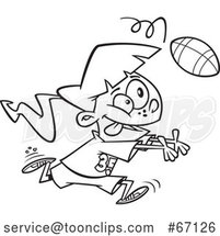 Cartoon Outline Girl Catching a Football by Toonaday