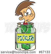 Cartoon White Boy Caught in a Pickle Jar by Toonaday
