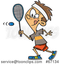 Cartoon White Boy Playing Squash by Toonaday