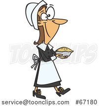 Cartoon Pilgrim Lady Carrying a Pie by Toonaday