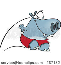Cartoon Pool Cleaner Hippo Jumping by Toonaday