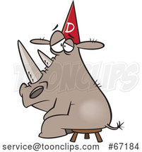 Cartoon Rhino Wearing a Dunce Hat by Toonaday