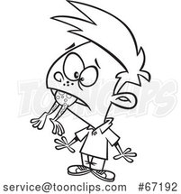 Cartoon Outline Boy with a Frog in His Throat by Toonaday