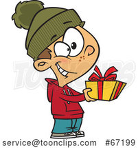 Cartoon Boy Giving a Christmas Gift by Toonaday