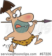 Cartoon Caveman Hunter Running with a Spear by Toonaday