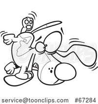 Cartoon Black and White Bassett Hound Dog Tripping on His Own Ear by Toonaday