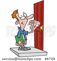 Cartoon Boy Knocking on a Door by Toonaday