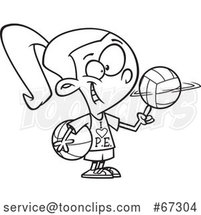 Cartoon Black and White Sporty Girl Wearing an I Love PE Shirt by Toonaday