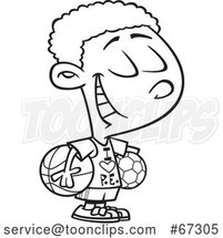 Cartoon Black and White Black Boy Wearing an I Love PE Shirt by Toonaday