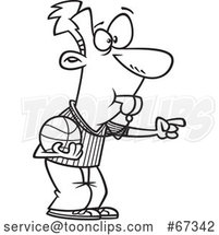 Cartoon Lineart Basketball Referee Blowing a Whistle and Pointing by Toonaday