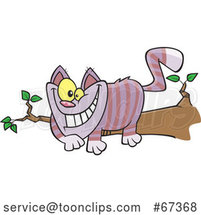 Cartoon Grinning Cheshire Cat on a Branch by Toonaday