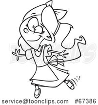 Cartoon Black and White Alice Jumping or Running by Toonaday