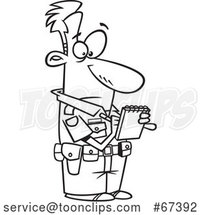 Cartoon Black and White Guy Writing a Ticket by Toonaday