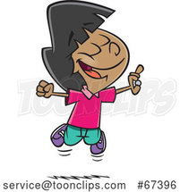 Cartoon Excited Girl Jumping After Finding Money by Toonaday