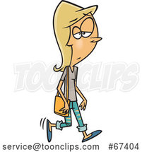 Cartoon Walking Blond White Lady Wearing Ripped Jeans by Toonaday