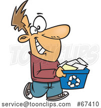 Cartoon Happy White Guy Carrying a Recycle Bin by Toonaday