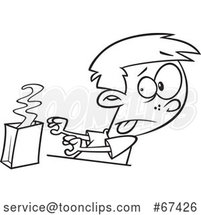 Cartoon Black and White Boy with a Smelly Lunch by Toonaday