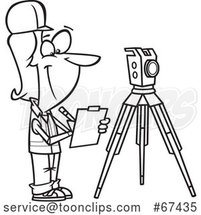 Cartoon Outline Female Surveyor Taking Notes by Toonaday