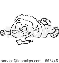 Cartoon Outline Boy Doing an Army Crawl by Toonaday