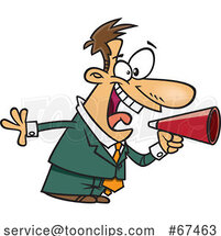 Cartoon White Energetic Boss Shouting Through a Megaphone by Toonaday