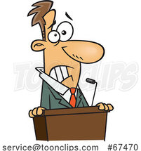 Cartoon Scared White Guy at a Speech Podium by Toonaday