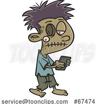 Cartoon Zombie Boy Texting by Toonaday