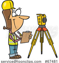 Cartoon White Female Surveyor Taking Notes by Toonaday