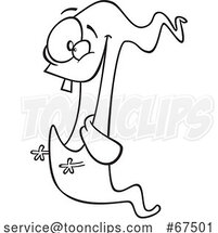 Black and White Cartoon Excited Ghost by Toonaday