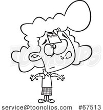 Black and White Cartoon Girl with a Memo on Her Forehead by Toonaday