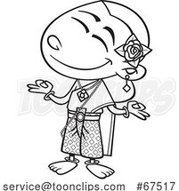 Black and White Cartoon Thai Girl by Toonaday