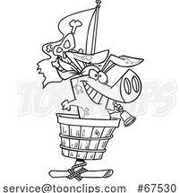 Cartoon Black and White Pirate Pig in a Crows Nest by Toonaday