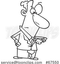 Cartoon Black and White Businessman Looking Angry and Checking His Watch by Toonaday