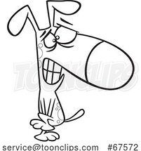 Cartoon Black and White Dog Doing the Gotta Pee Dance by Toonaday