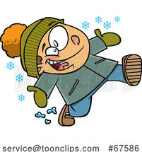 Cartoon Boy Running in Snow by Toonaday