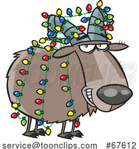 Cartoon Christmas Goat Decorated in Lights by Toonaday