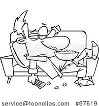 Cartoon Outline Lazy Guy on a Couch by Toonaday